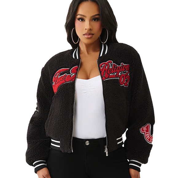 •Street Heat• Varsity Chenille Teddy Bomber – Cozy Street-Chic Vibes - Picture 4 of 4